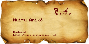 Nyiry Anikó névjegykártya